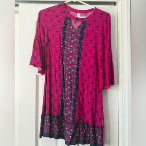 Girls Justice pink purple blue long sleeve ruffle dress size 14